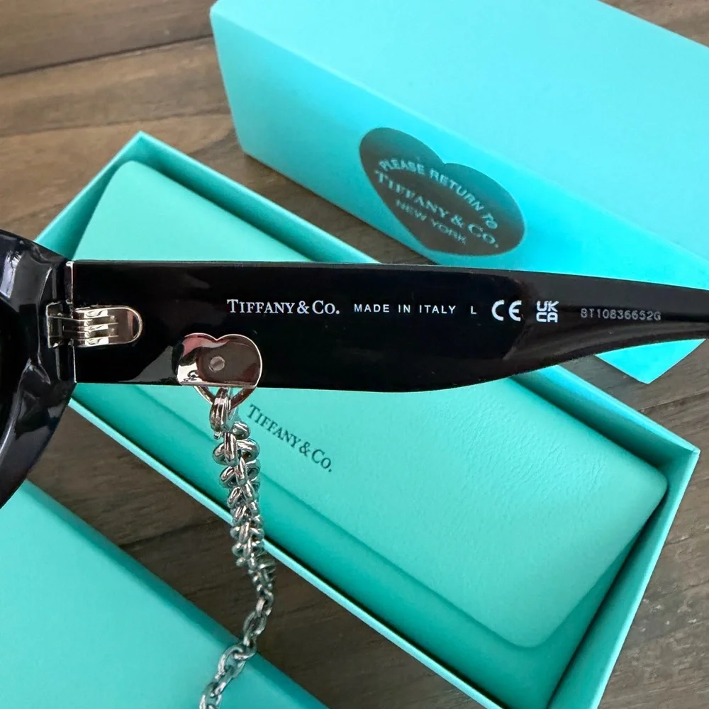 Tiffany & Co. Black Sunglasses with Silver Chain - Picture 3 of 10